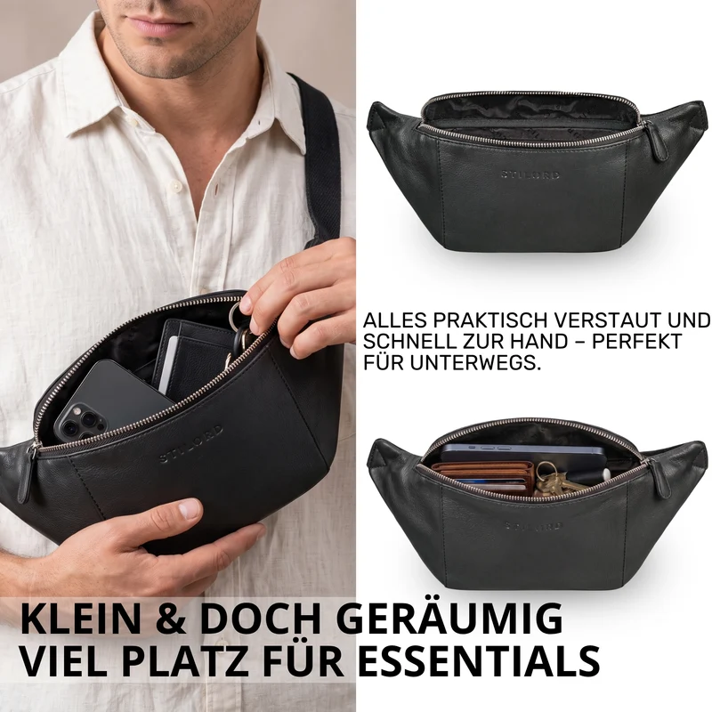 "Pino" Praktische Bauchtasche aus echtem Leder für Damen und Herren