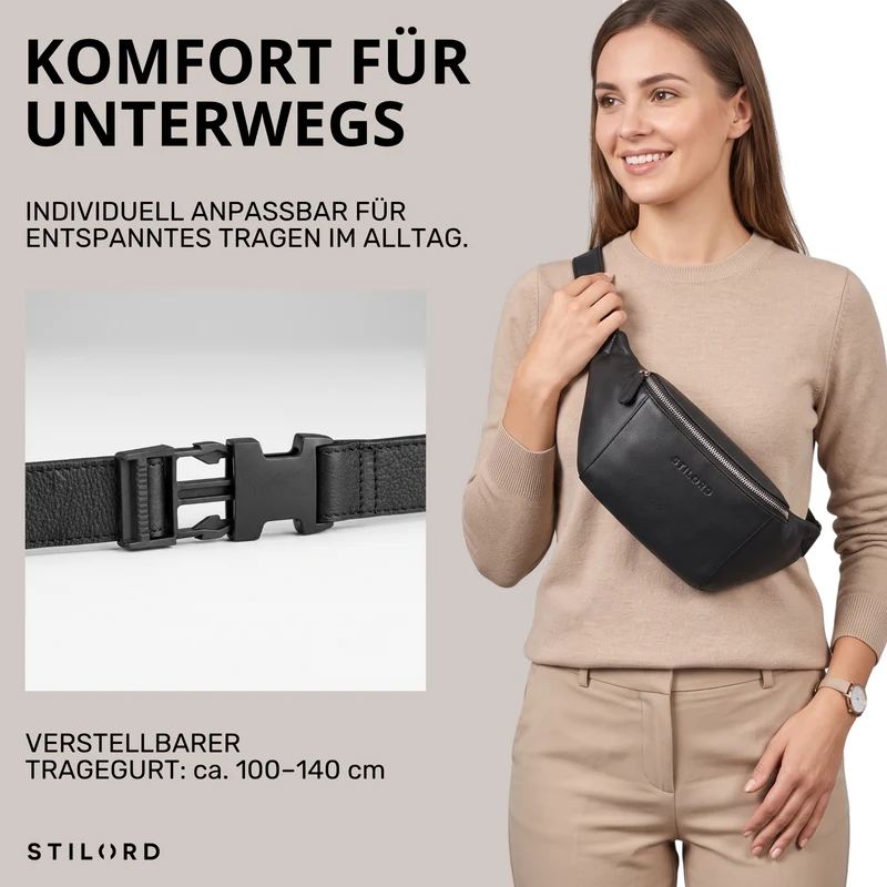 "Pino" Praktische Bauchtasche aus echtem Leder für Damen und Herren