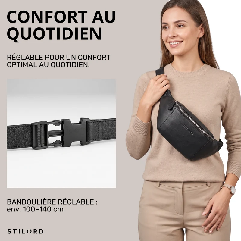 "Pino" Praktische Bauchtasche aus echtem Leder für Damen und Herren
