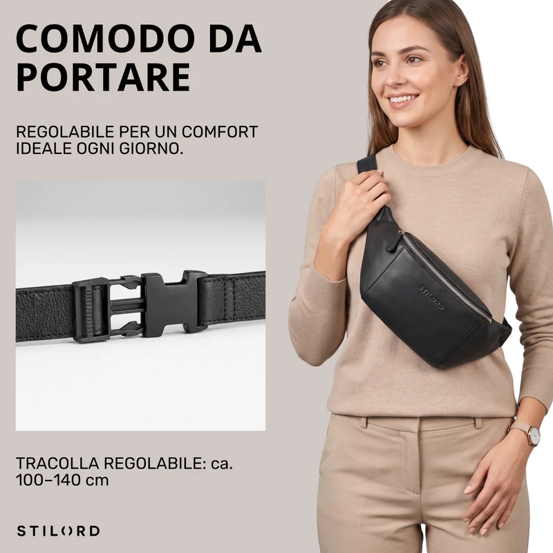 "Pino" Praktische Bauchtasche aus echtem Leder für Damen und Herren
