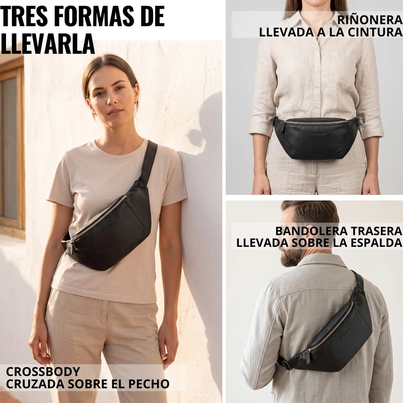 "Pino" Praktische Bauchtasche aus echtem Leder für Damen und Herren