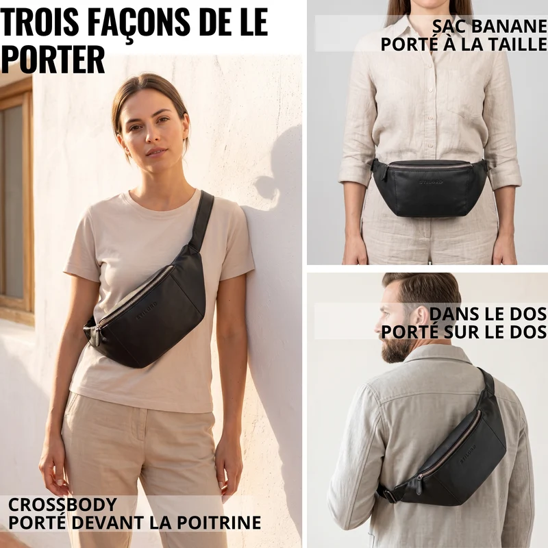 "Pino" Praktische Bauchtasche aus echtem Leder für Damen und Herren