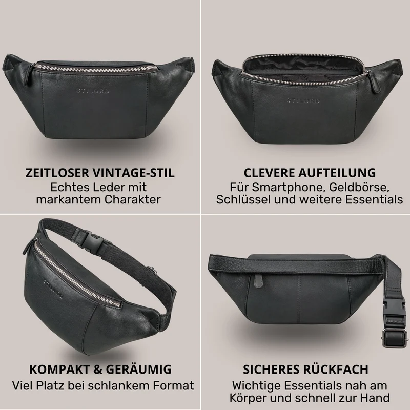 "Pino" Praktische Bauchtasche aus echtem Leder für Damen und Herren