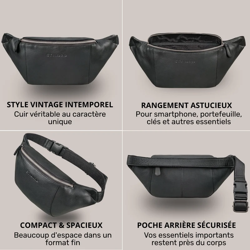 "Pino" Praktische Bauchtasche aus echtem Leder für Damen und Herren