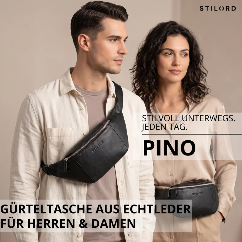 "Pino" Praktische Bauchtasche aus echtem Leder für Damen und Herren