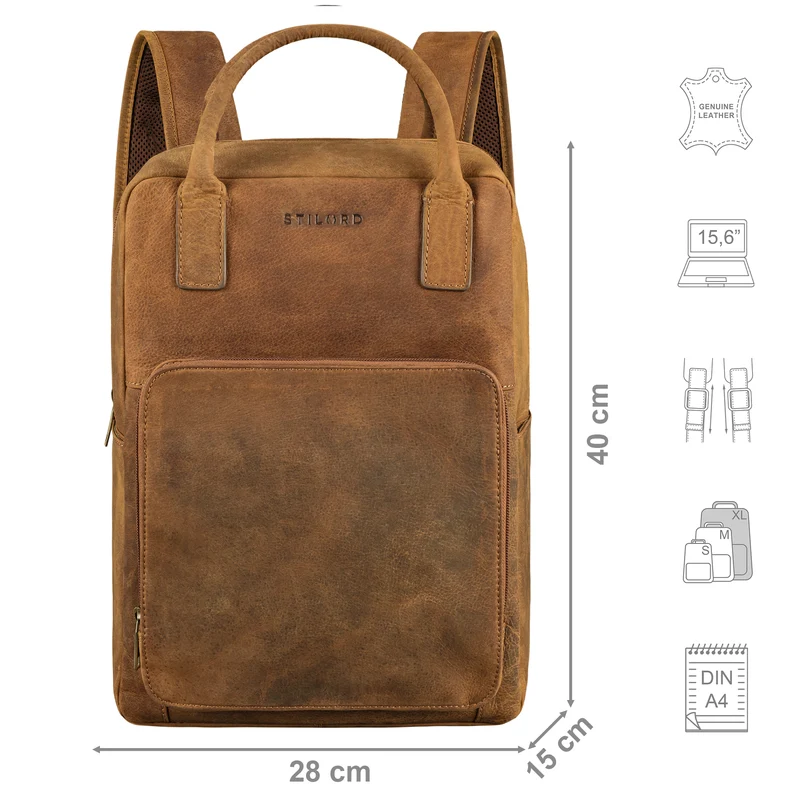 "Seraphine" XL Leder Rucksacktasche mit Laptop-Fach 15,6 Zoll Damen