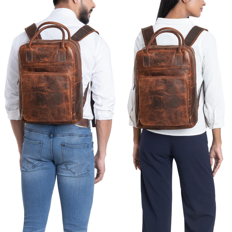 "Seraphine" XL Leder Rucksacktasche mit Laptop-Fach 15,6 Zoll Damen