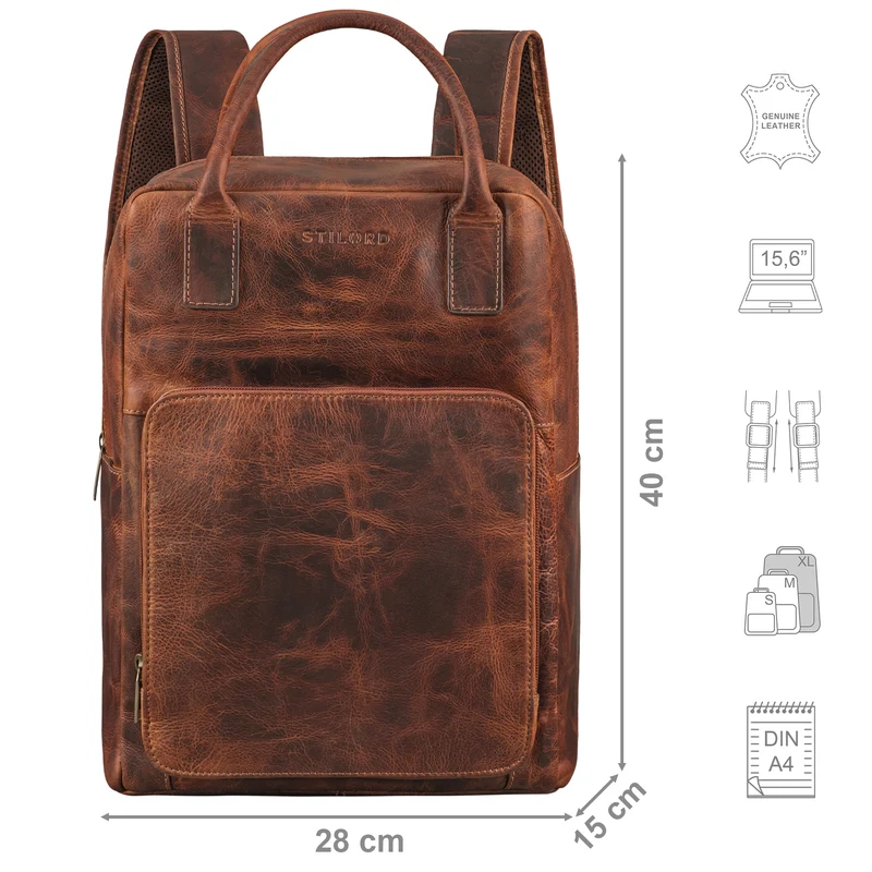 "Seraphine" XL Leder Rucksacktasche mit Laptop-Fach 15,6 Zoll Damen
