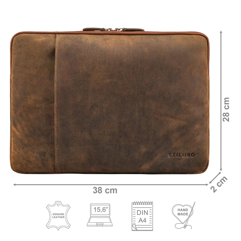 "Ino" 15.6 Zoll Laptop Sleeve Hülle Leder