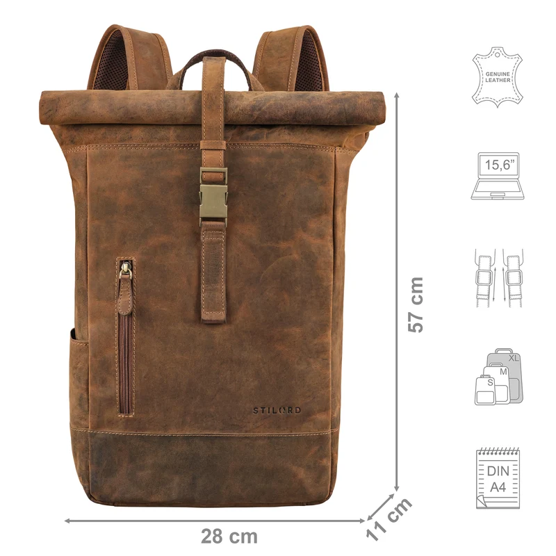 "Harriet" Rolltop Rucksack mit Laptop-Fach 15.6 - 17 Zoll Damen Herren