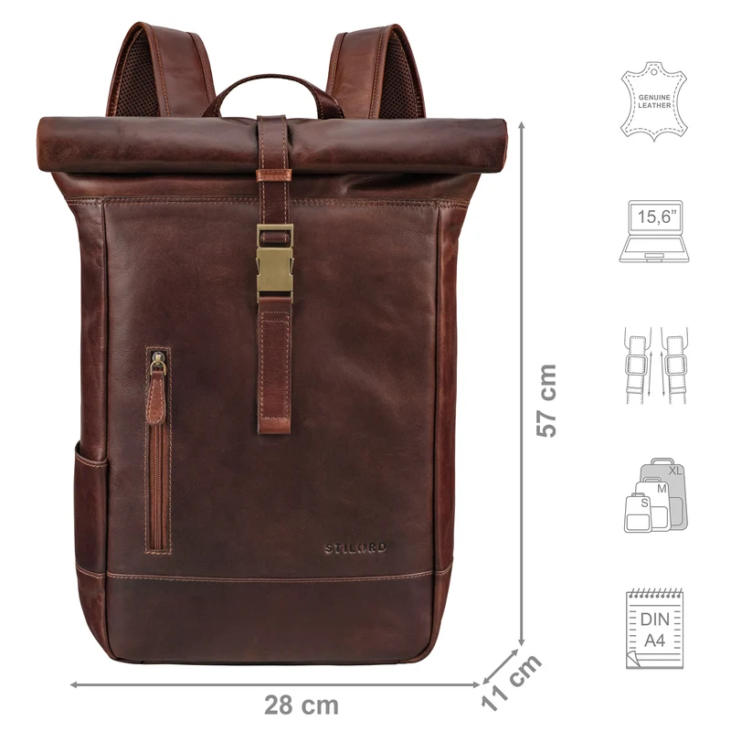 "Harriet" Rolltop Rucksack mit Laptop-Fach 15.6 - 17 Zoll Damen Herren