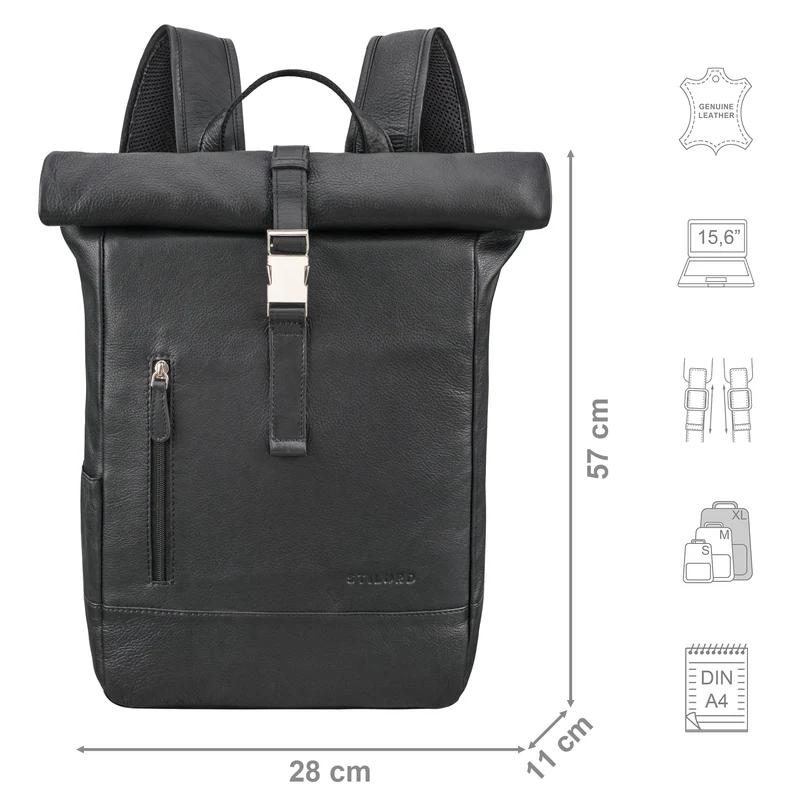 "Harriet" Rolltop Rucksack mit Laptop-Fach 15.6 - 17 Zoll Damen Herren