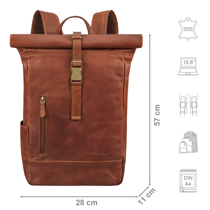 "Harriet" Rolltop Rucksack mit Laptop-Fach 15.6 - 17 Zoll Damen Herren