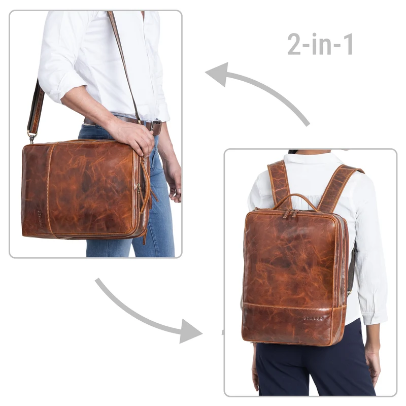 "Dash" Praktischer 2 in 1 Rucksack Leder XL Aktentasche 15 - 16 Unisex