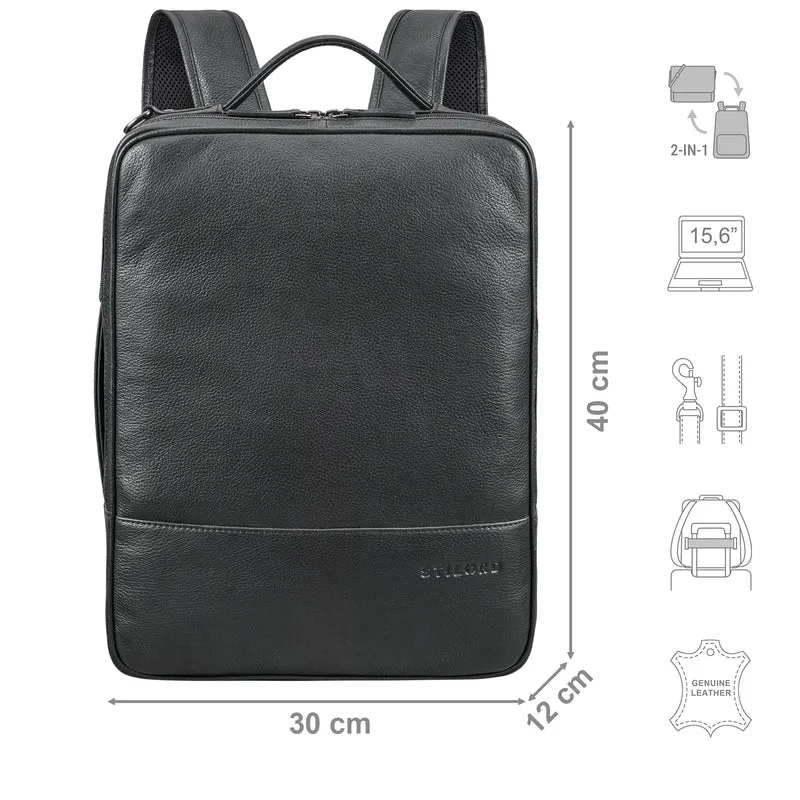 "Dash" Praktischer 2 in 1 Rucksack Leder XL Aktentasche 15 - 16 Unisex