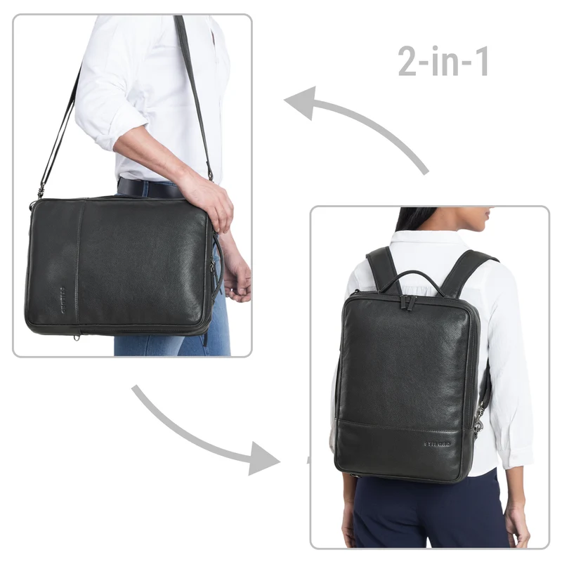 "Dash" Praktischer 2 in 1 Rucksack Leder XL Aktentasche 15 - 16 Unisex