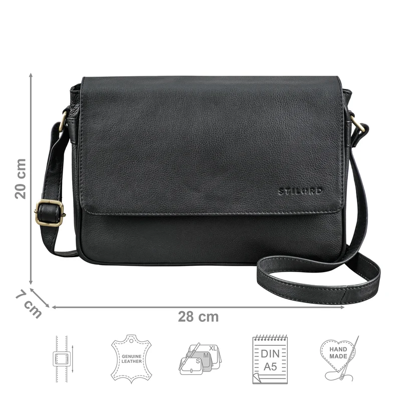 "Ruth" Klassische Damen Handtasche zum Umhängen aus Leder klein