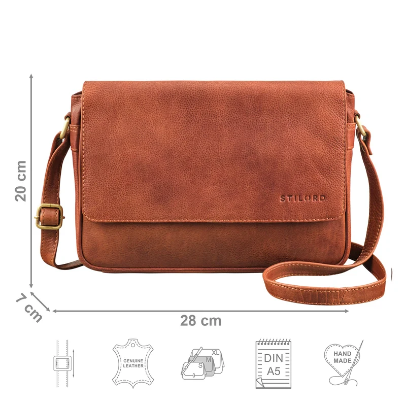 "Ruth" Klassische Damen Handtasche zum Umhängen aus Leder klein