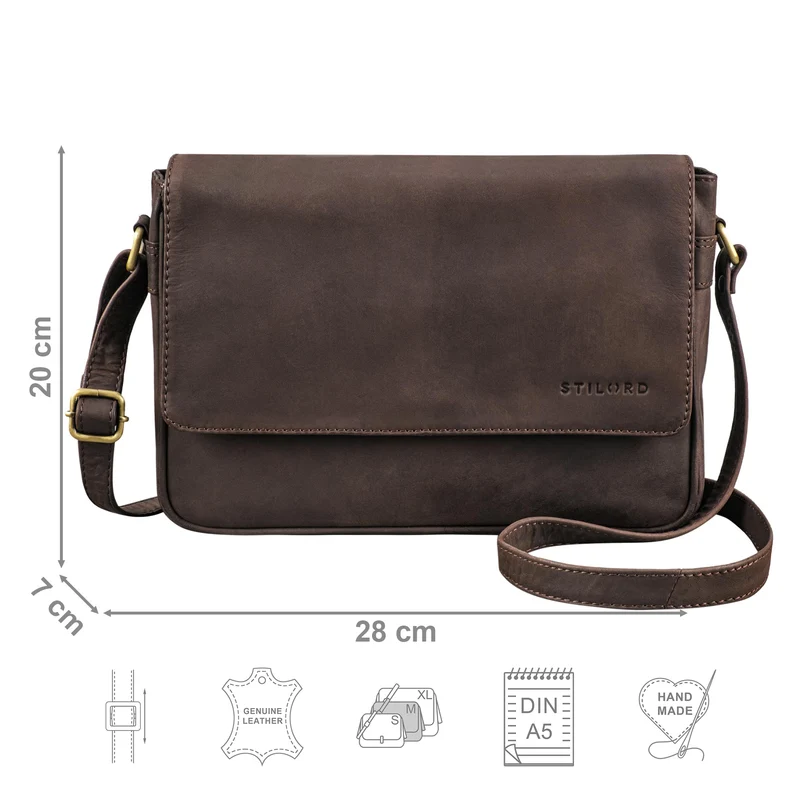 "Ruth" Klassische Damen Handtasche zum Umhängen aus Leder klein