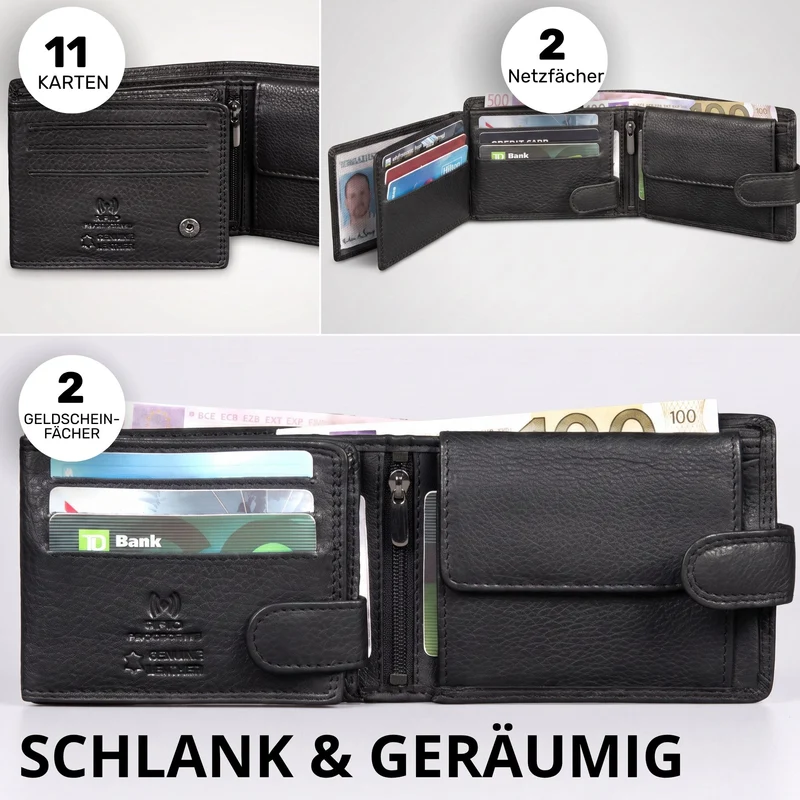 "Merrick" RFID Geldbörse Herren Leder