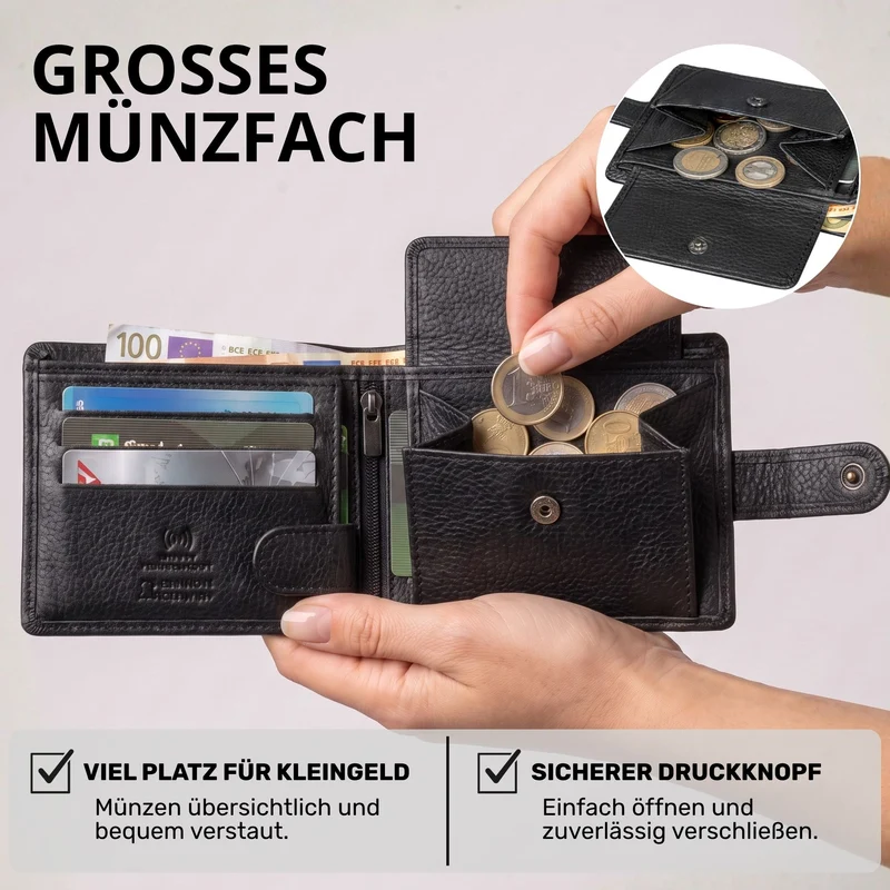 "Merrick" RFID Geldbörse Herren Leder