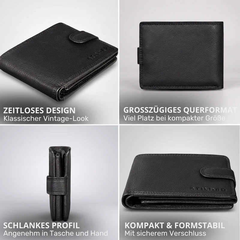 "Merrick" RFID Geldbörse Herren Leder