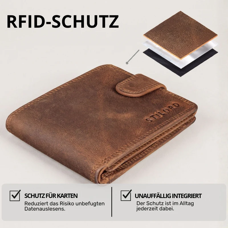 "Merrick" RFID Geldbörse Herren Leder
