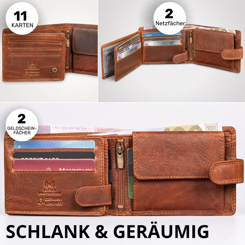 "Merrick" RFID Geldbörse Herren Leder