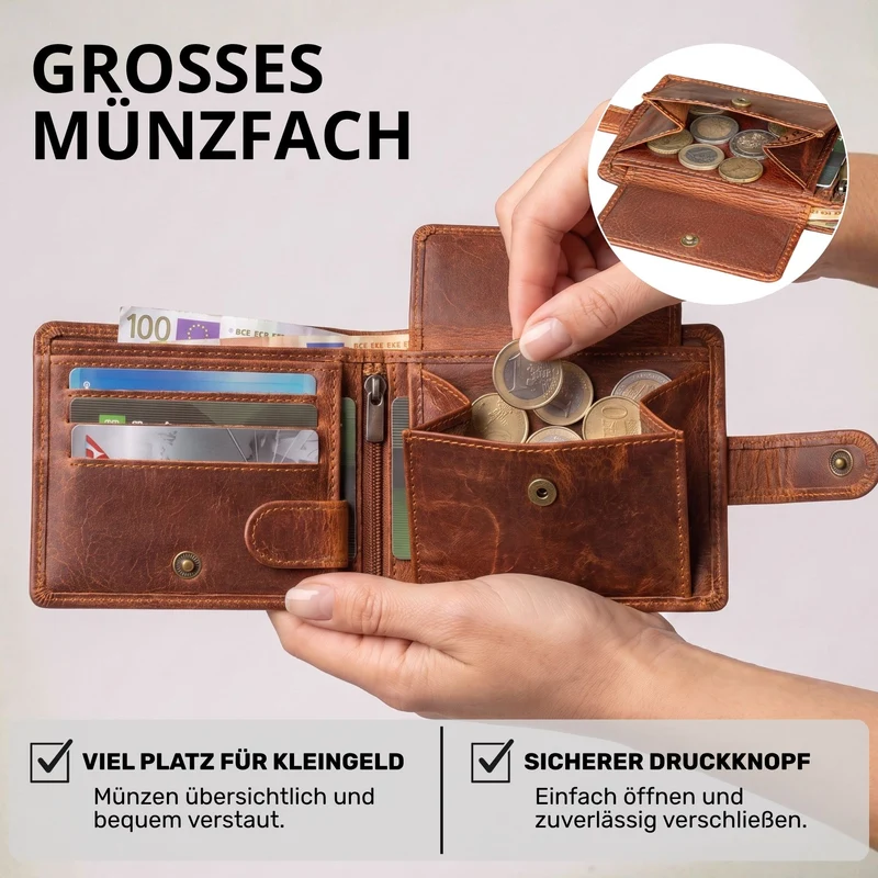"Merrick" RFID Geldbörse Herren Leder