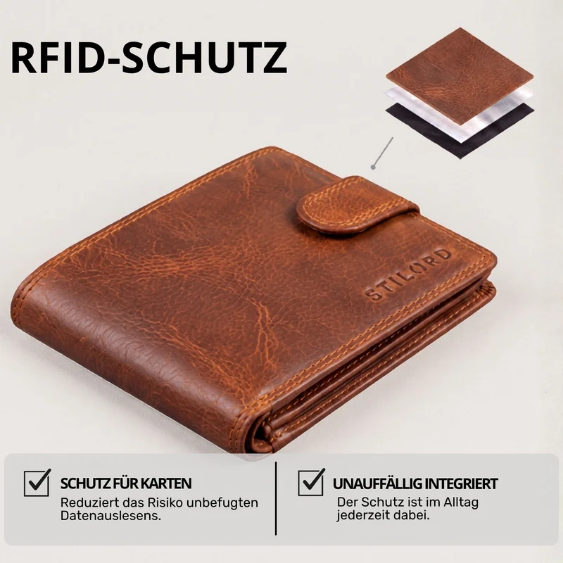 "Merrick" RFID Geldbörse Herren Leder
