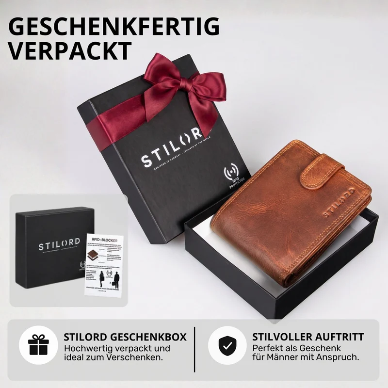 "Merrick" RFID Geldbörse Herren Leder