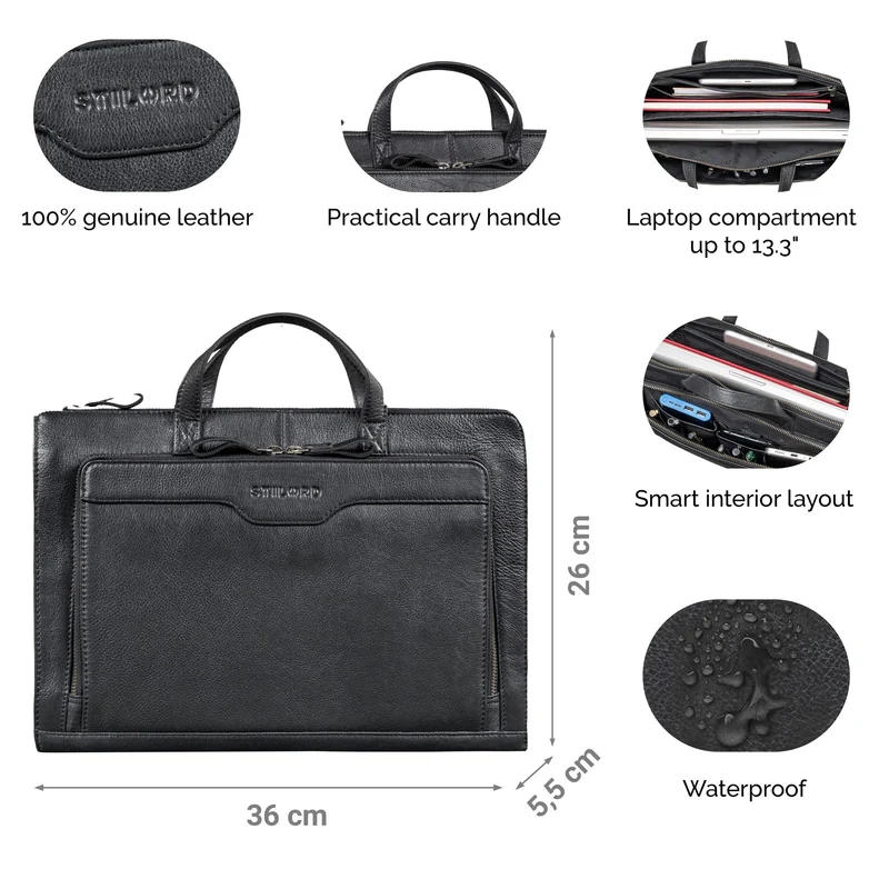 "Silvano" Schmale Echtleder Laptop Sleeve 13,3 Zoll Damen und Herren