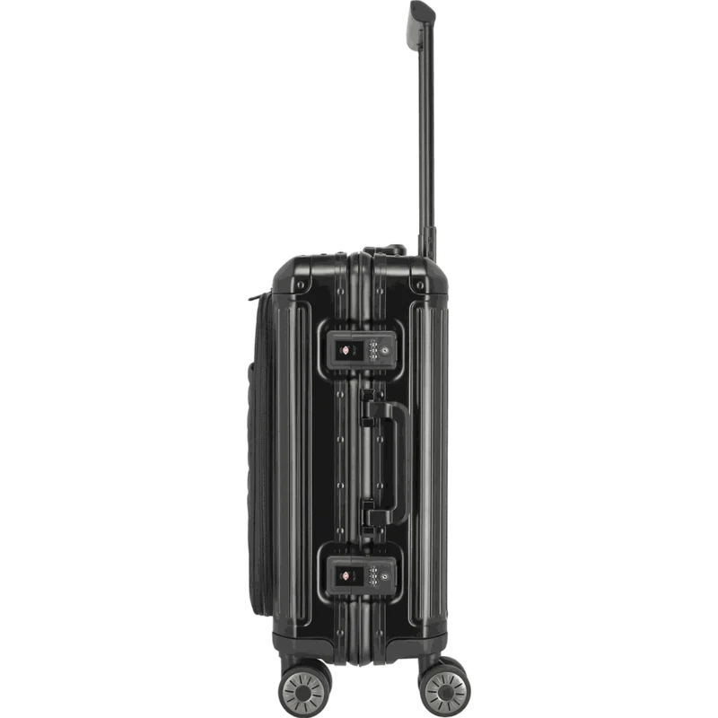 Travelite Next 4-Rollen-Bordtrolley aus Aluminium mit Vortasche 55 cm -Schwarz