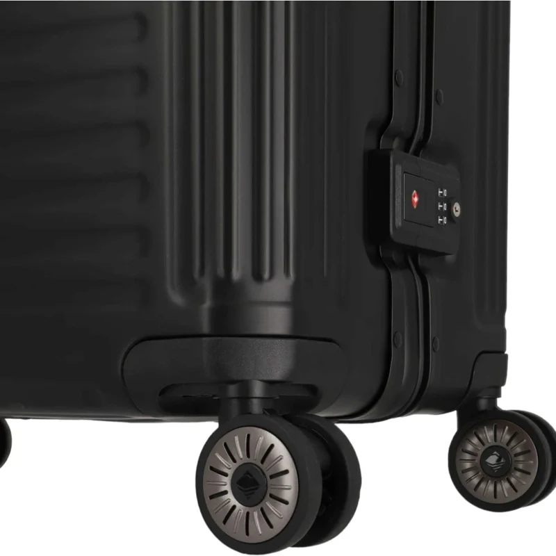 Travelite Next 4-Rollen-Bordtrolley aus Aluminium mit Vortasche 55 cm -Schwarz