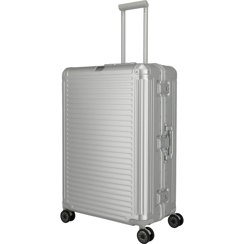 Travelite Next 4-Rollen-Trolley aus Aluminium 77 cm -Silber