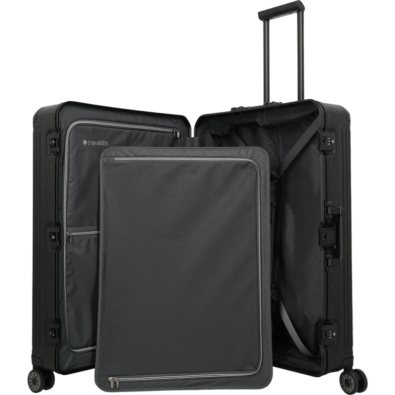 Travelite Next 4-Rollen-Trolley aus Aluminium 77 cm -Schwarz