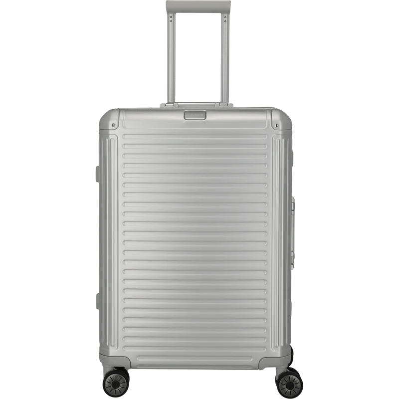 Travelite Next 4-Rollen-Trolley aus Aluminium 67 cm -Silber