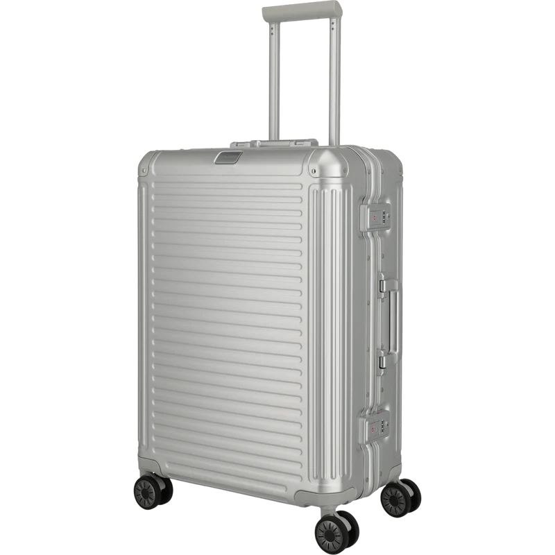 Travelite Next 4-Rollen-Trolley aus Aluminium 67 cm -Silber