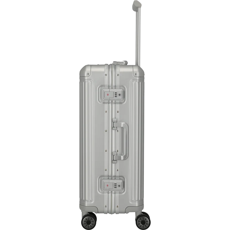 Travelite Next 4-Rollen-Trolley aus Aluminium 67 cm -Silber