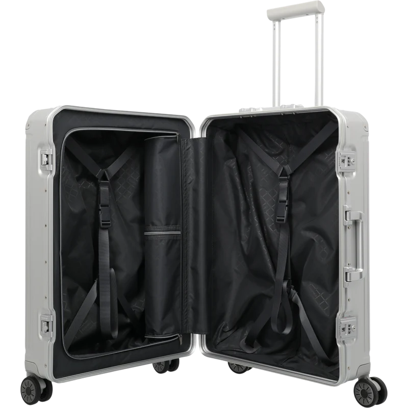 Travelite Next 4-Rollen-Trolley aus Aluminium 67 cm -Silber
