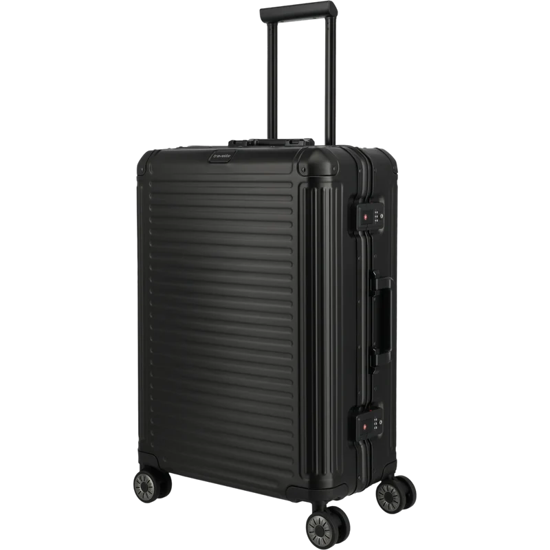 Travelite Next 4-Rollen-Trolley aus Aluminium 67 cm -Schwarz