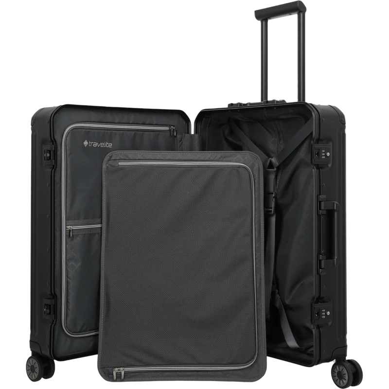 Travelite Next 4-Rollen-Trolley aus Aluminium 67 cm -Schwarz
