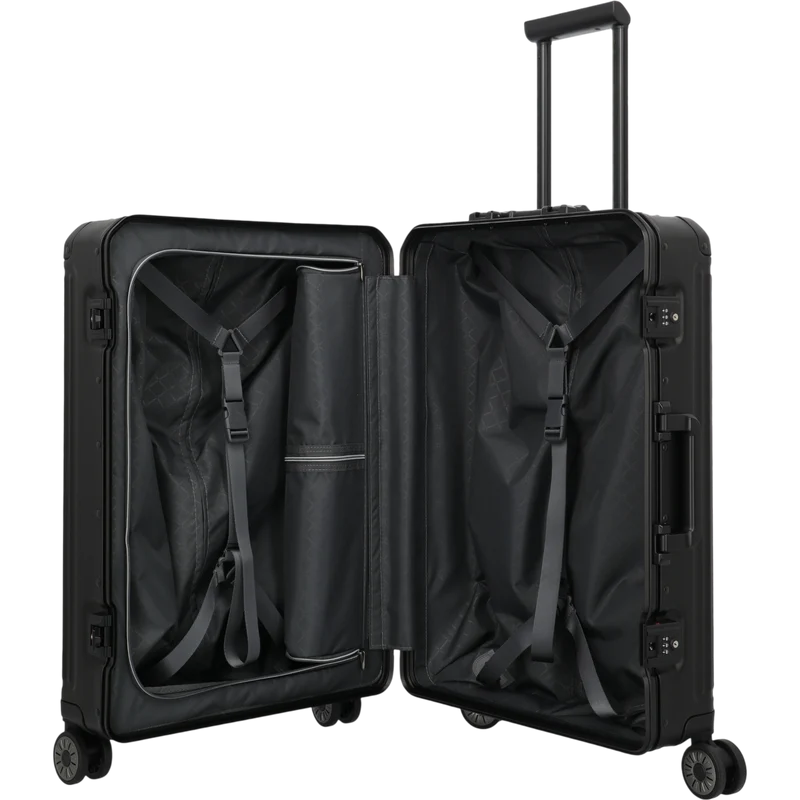 Travelite Next 4-Rollen-Trolley aus Aluminium 67 cm -Schwarz