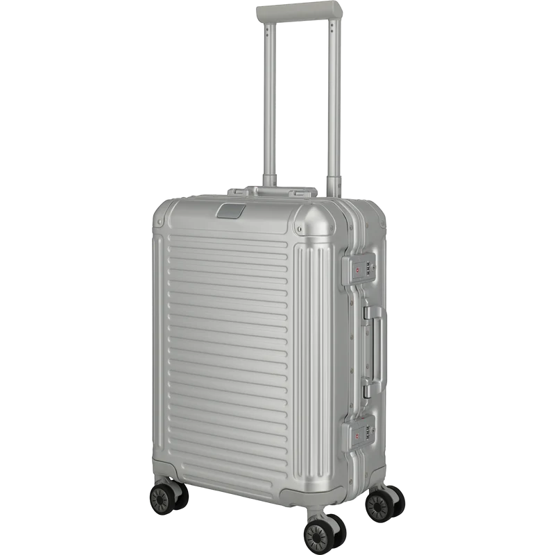 Travelite Next 4-Rollen-Kabinentrolley aus Aluminium 55 cm -Silber