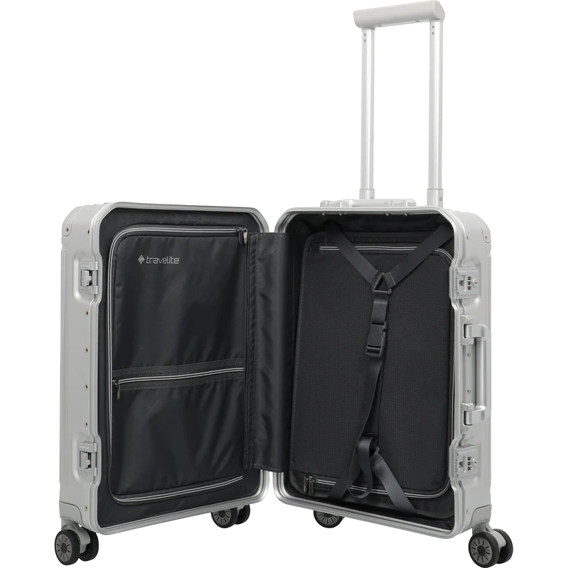 Travelite Next 4-Rollen-Kabinentrolley aus Aluminium 55 cm -Silber