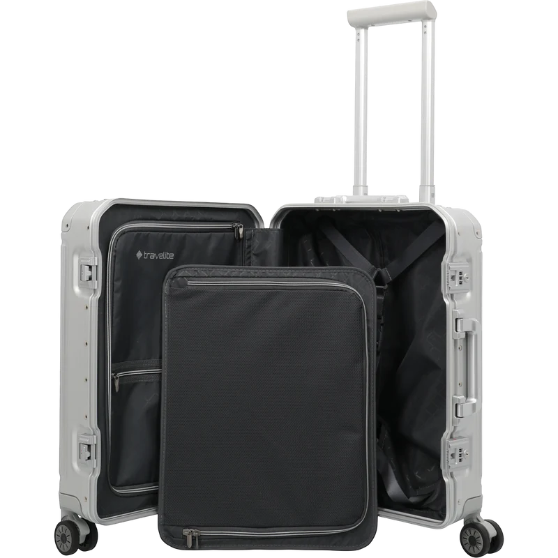 Travelite Next 4-Rollen-Kabinentrolley aus Aluminium 55 cm -Silber