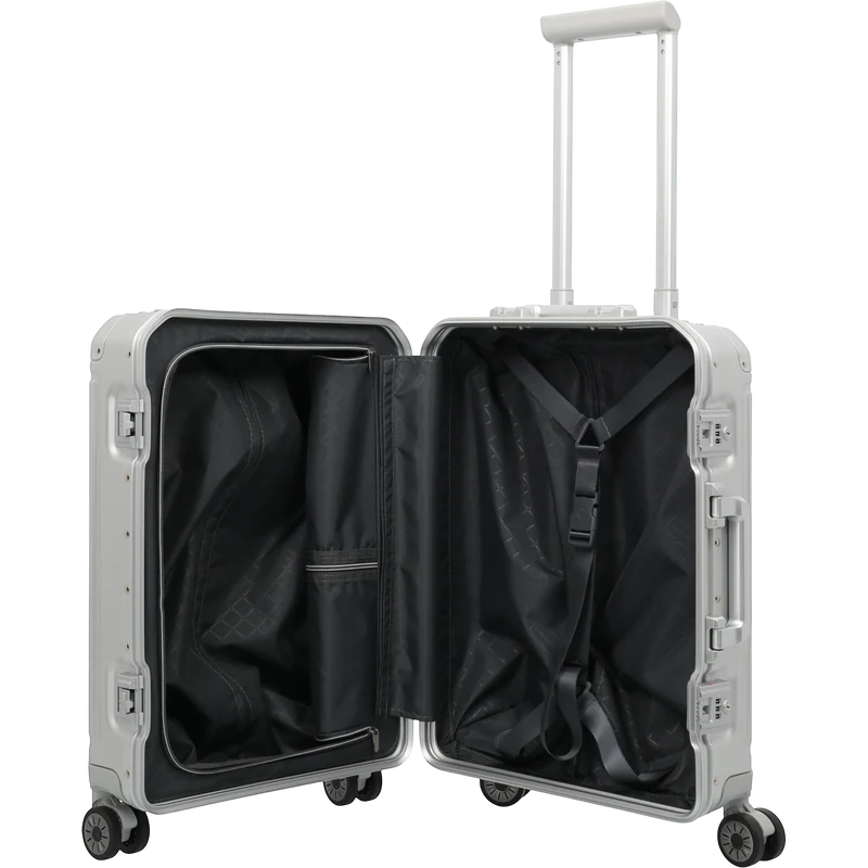 Travelite Next 4-Rollen-Kabinentrolley aus Aluminium 55 cm -Silber