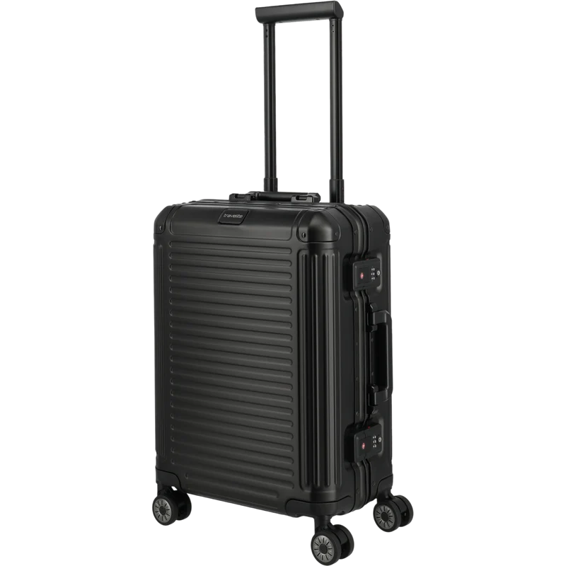 Travelite Next 4-Rollen-Kabinentrolley aus Aluminium 55 cm -Schwarz