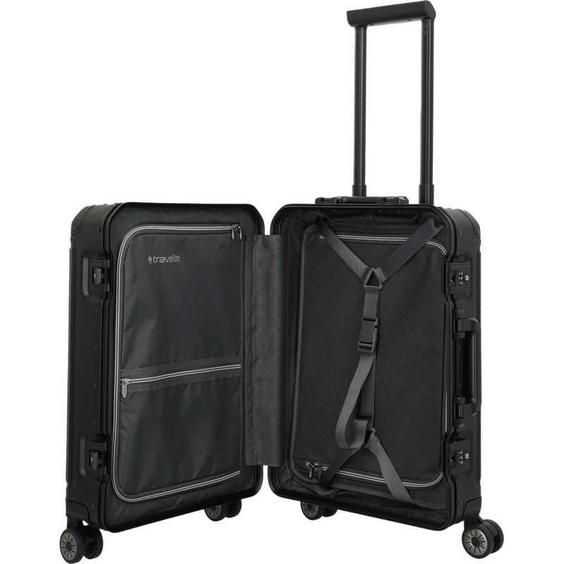 Travelite Next 4-Rollen-Kabinentrolley aus Aluminium 55 cm -Schwarz