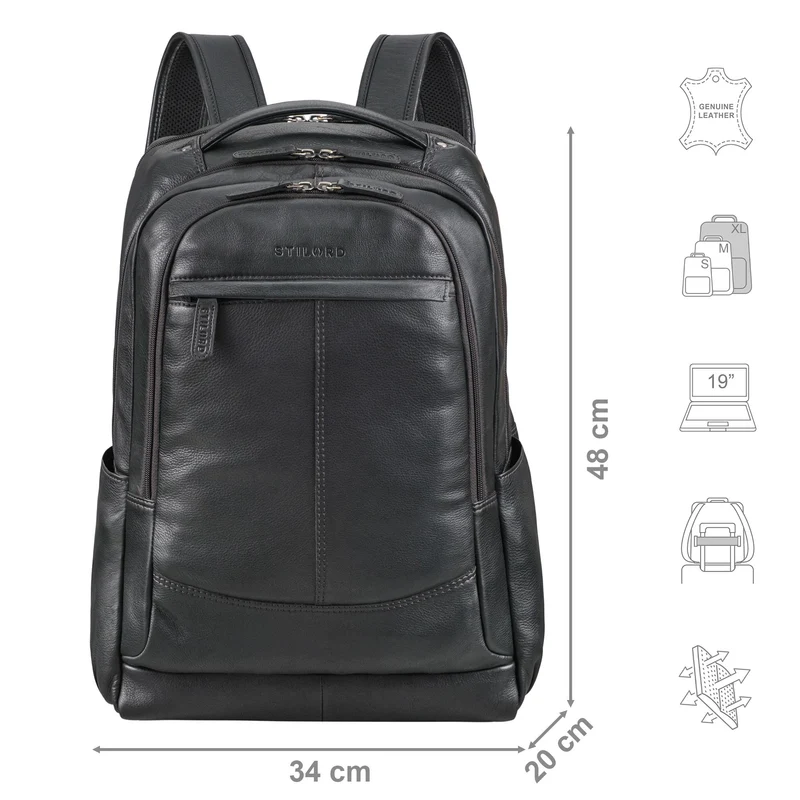 "Maxim" Premium XL Business Rucksack Leder mit Laptopfach 17 - 19 Zoll